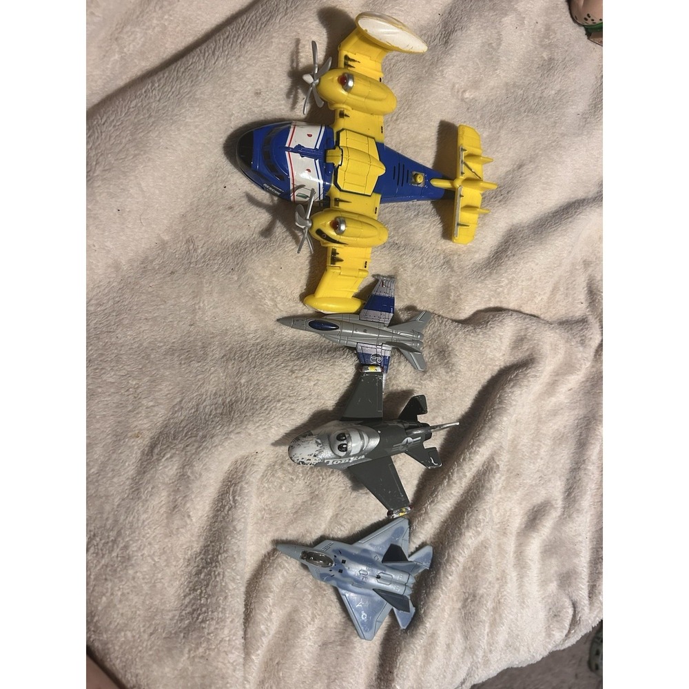 Lot of 4 Toy Airplanes Tonka Military Jet Rescue Plane Fighter Jets Mixed Brands